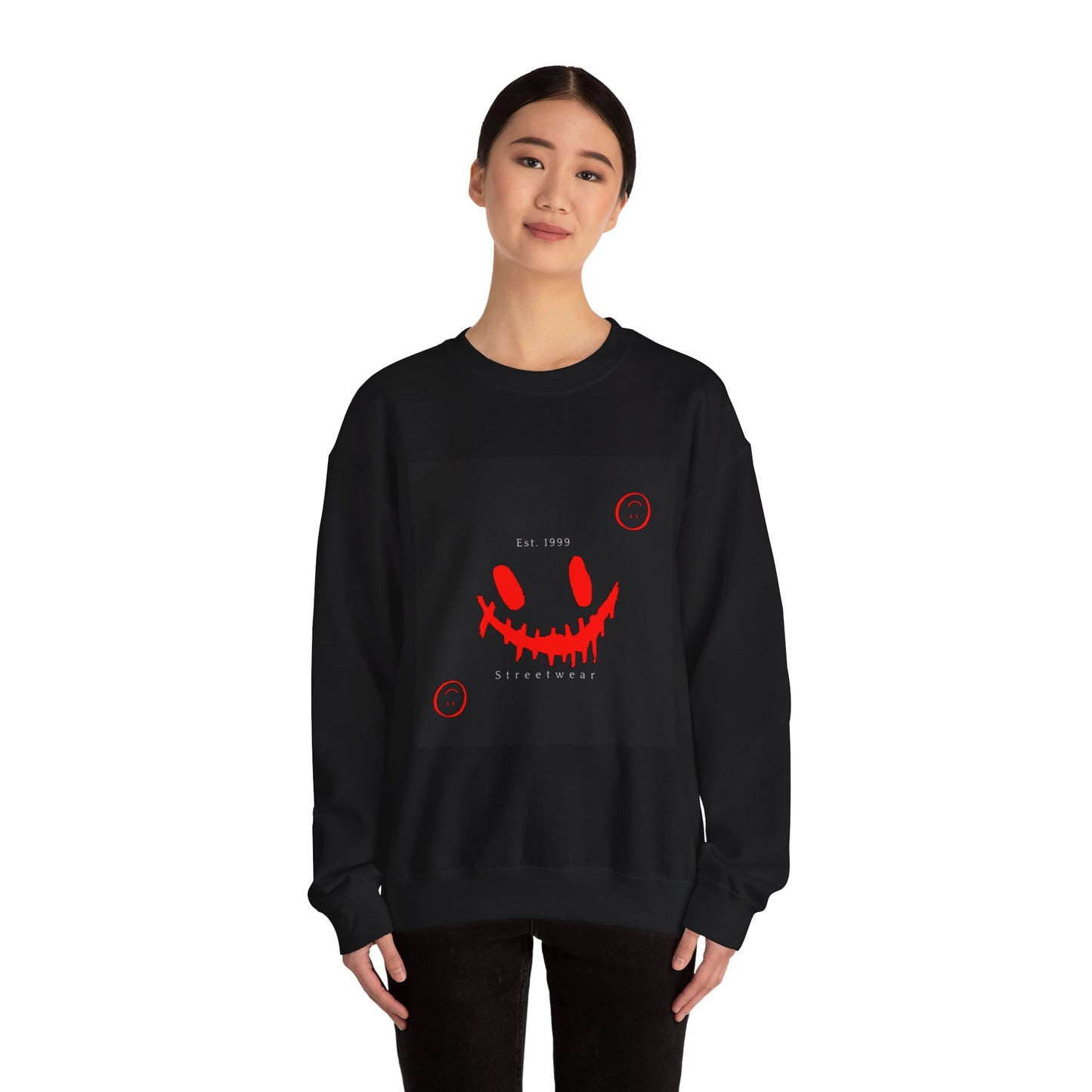 Laughing With My Demons Crewneck Sweatshirt, Unisex Streetwear, Casual Layering, Gift for Friends, Comfortable Fashion