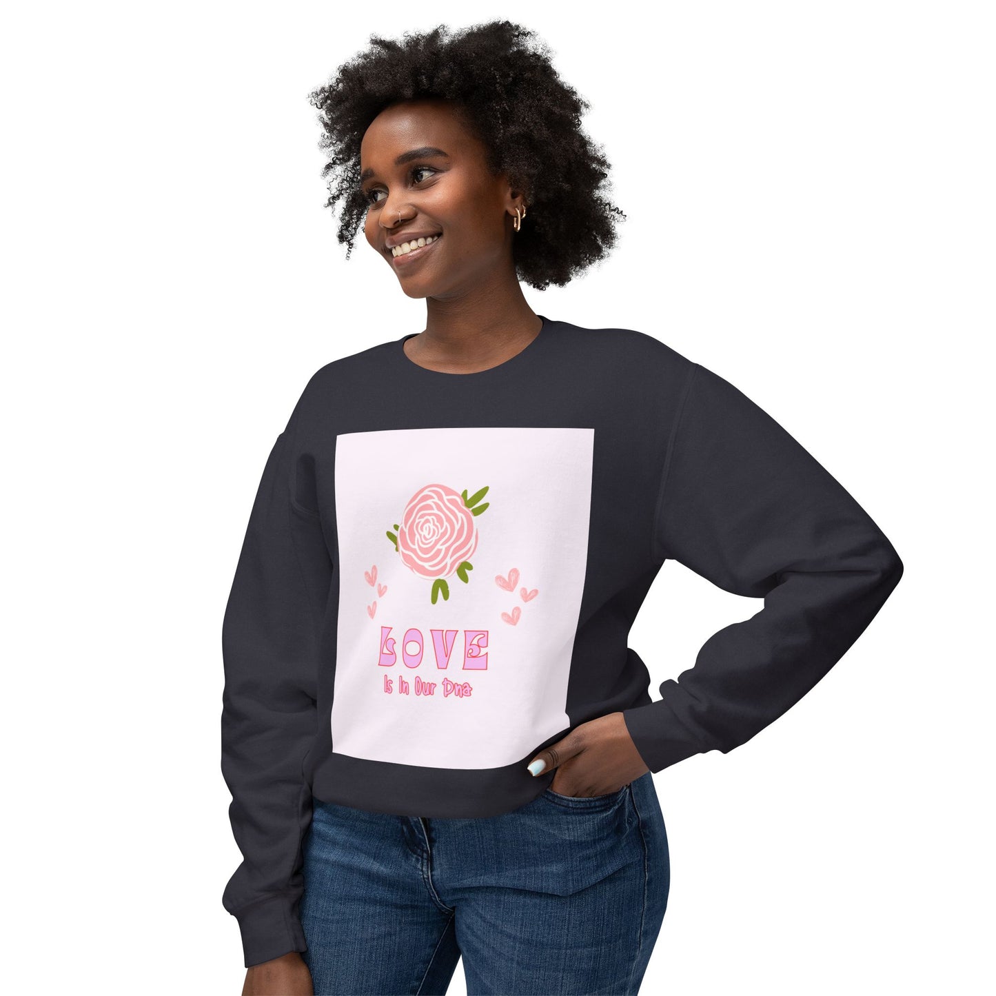 Love Is in Our Sweatshirt - Cozy Unisex Lightweight Crewneck, Perfect for Valentine's Day, Gift for Her, Romantic Casual Wear, Everyday