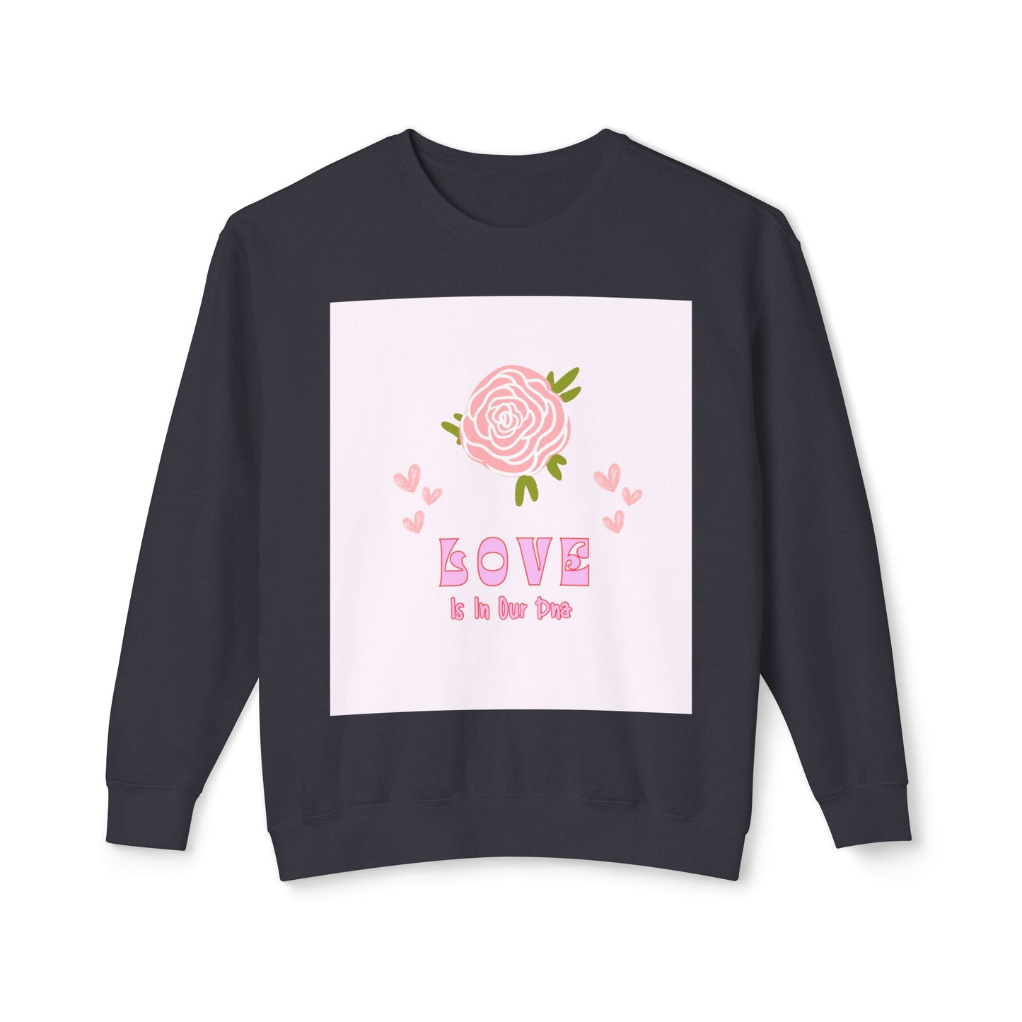 Love Is in Our Sweatshirt - Cozy Unisex Lightweight Crewneck, Perfect for Valentine's Day, Gift for Her, Romantic Casual Wear, Everyday