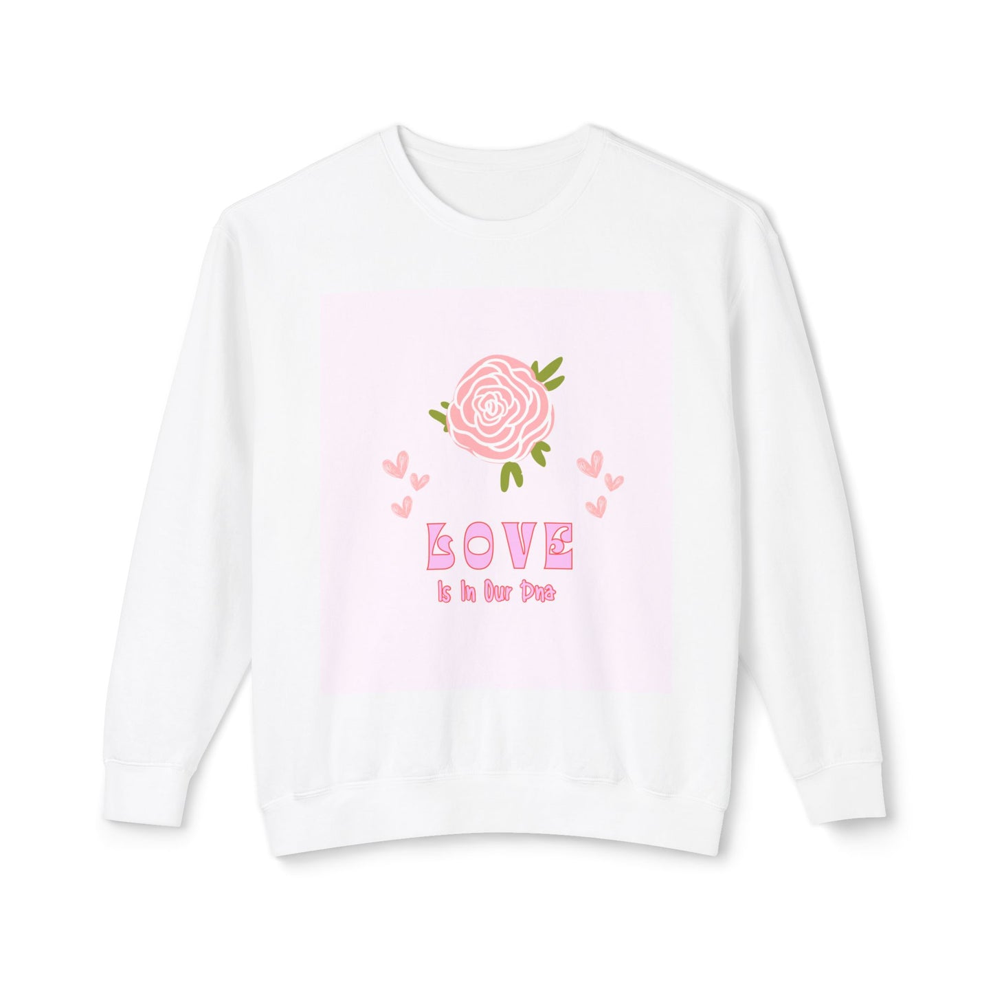 Love Is in Our Sweatshirt - Cozy Unisex Lightweight Crewneck, Perfect for Valentine's Day, Gift for Her, Romantic Casual Wear, Everyday