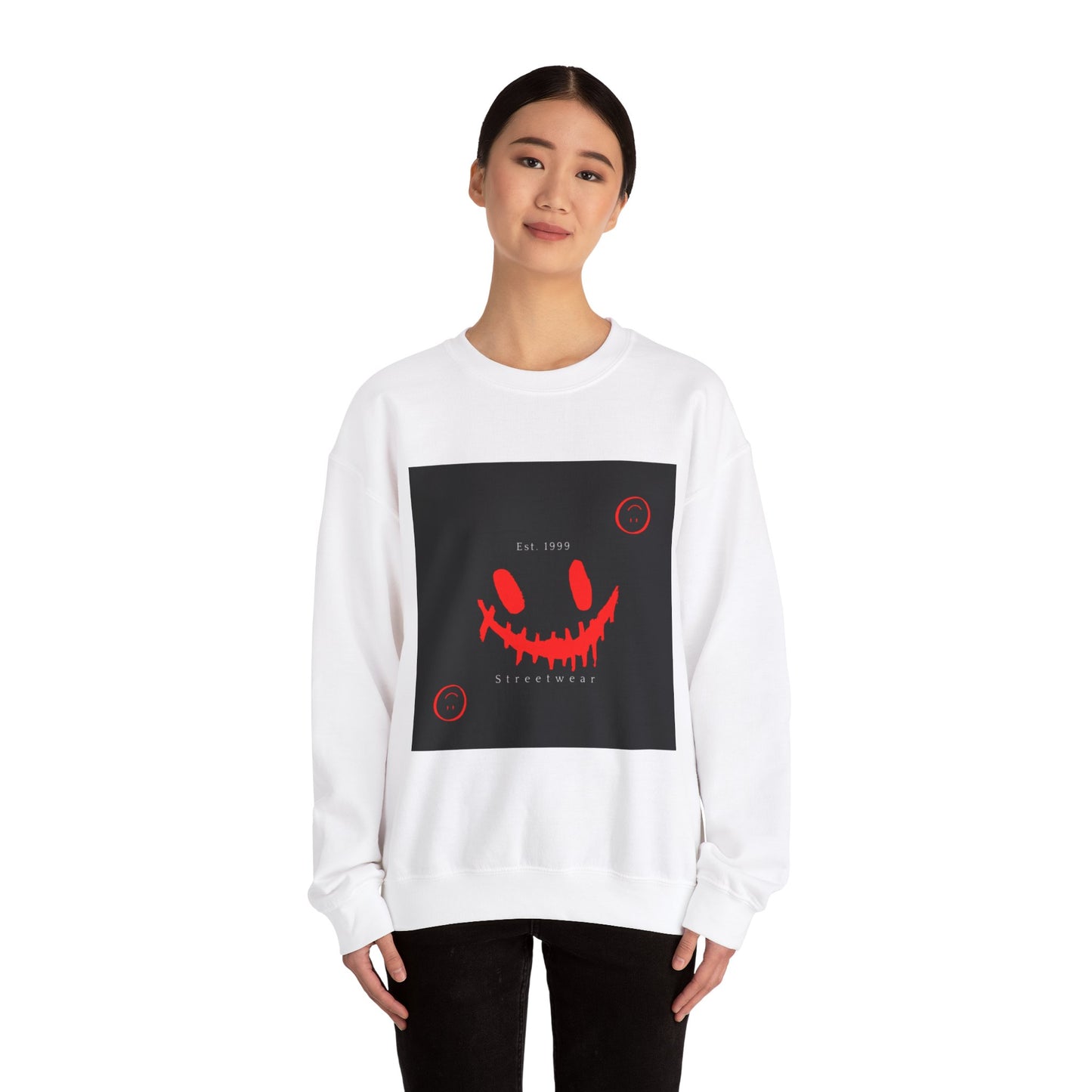 Laughing With My Demons Crewneck Sweatshirt, Unisex Streetwear, Casual Layering, Gift for Friends, Comfortable Fashion